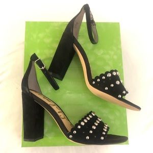 Sam Edelman Yaria Block Heel Suede Rounded Studs
